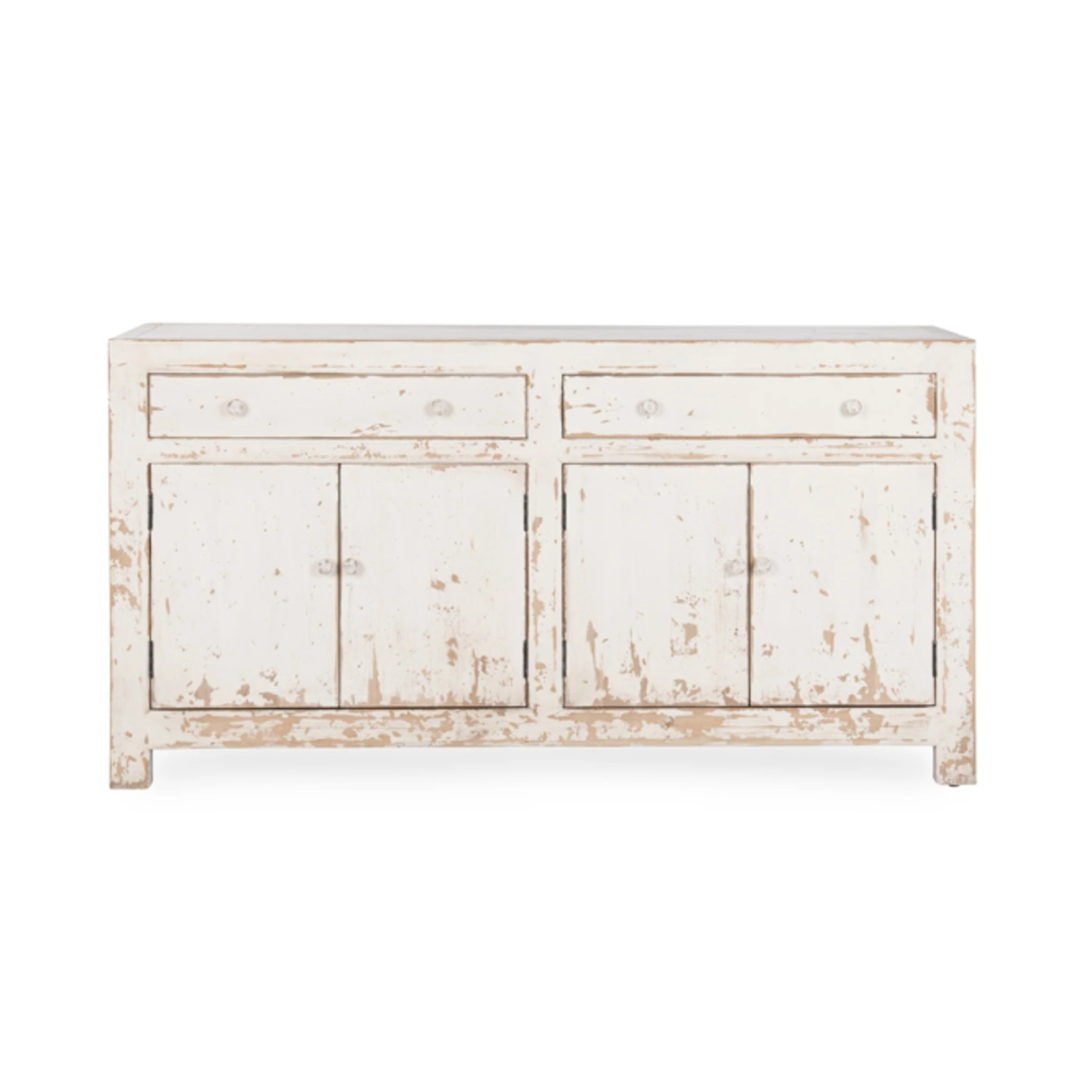 Outside The Box 68x18x36 Holden Solid Reclaimed Pine White Distressed 2 Drawer 4 Door Server