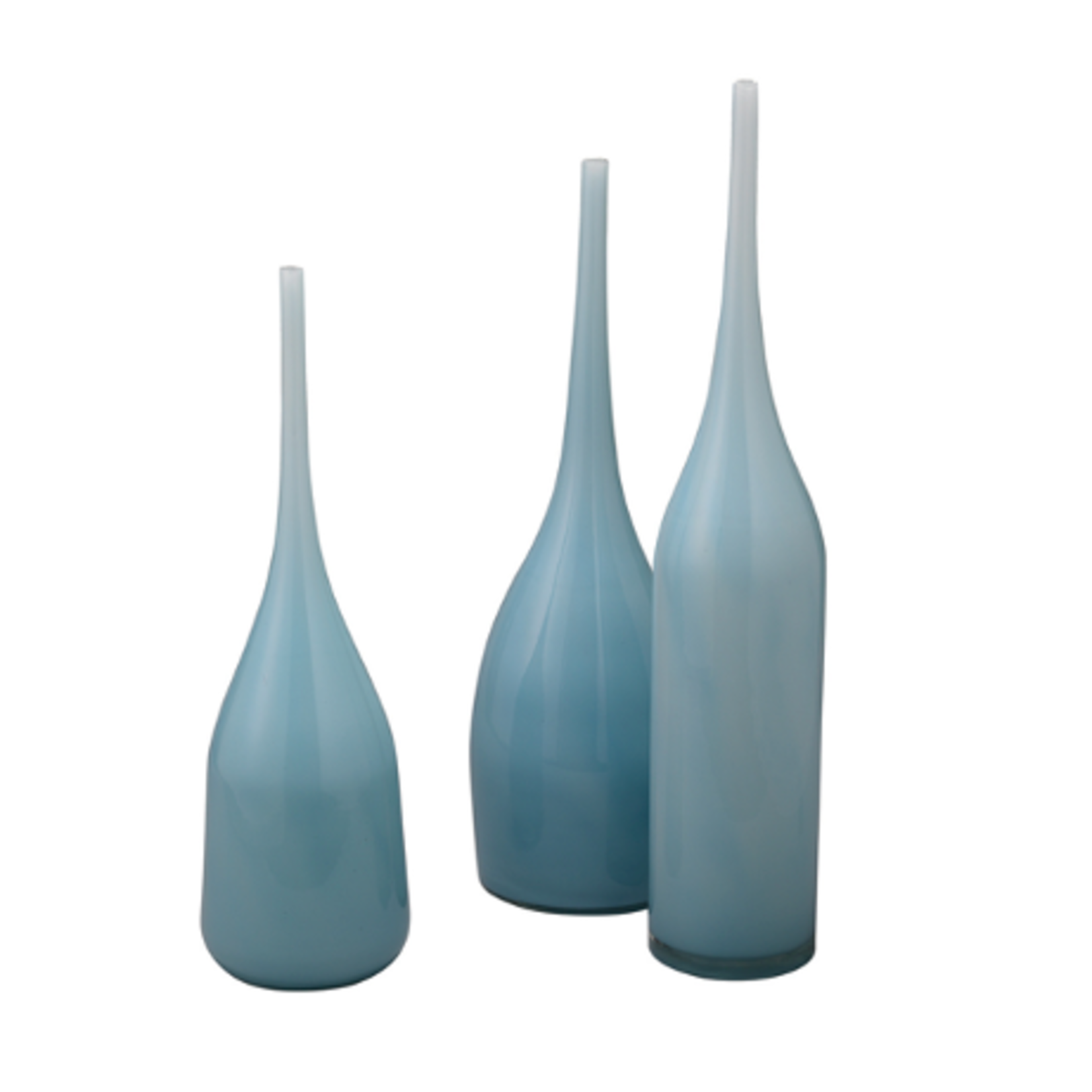 Outside The Box 22", 19" & 18" Set of 3 Pixie Blue Hand Blown Decorative Vases