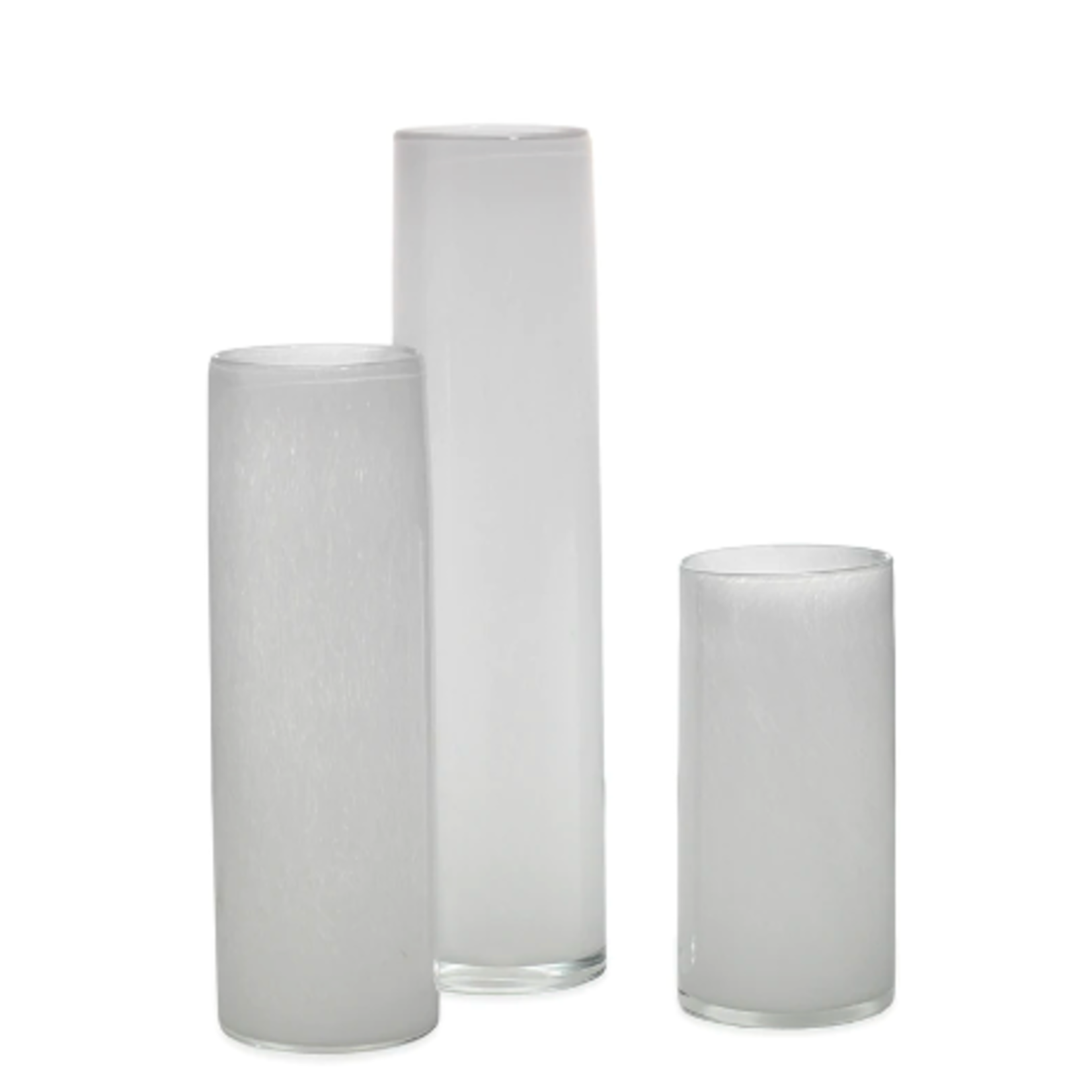 Outside The Box 8", 12" & 16" Set Of 3 Gwendolyn Hand Blown Vases In White