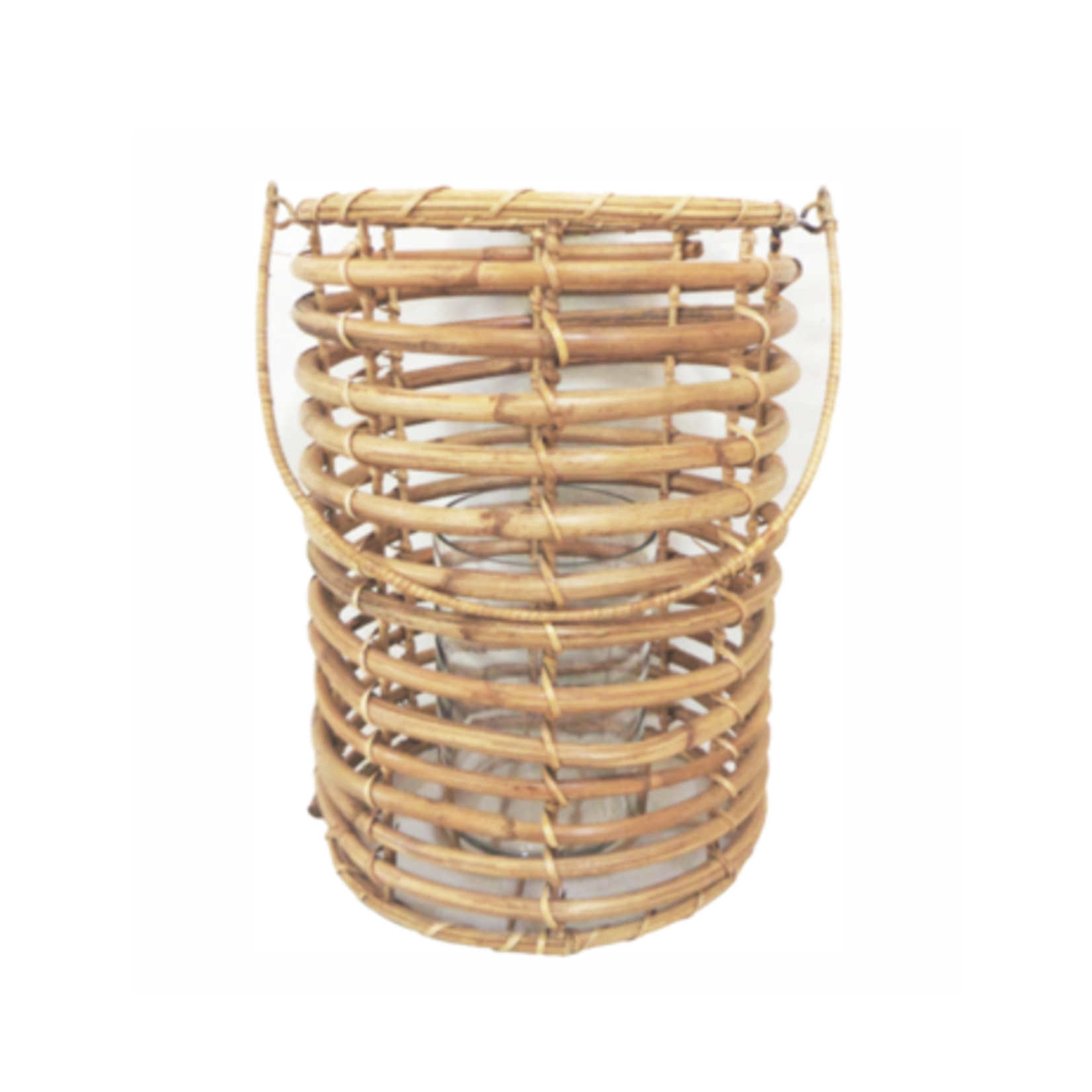 Outside The Box 12" Cane & Glass Straight Lantern With Handle