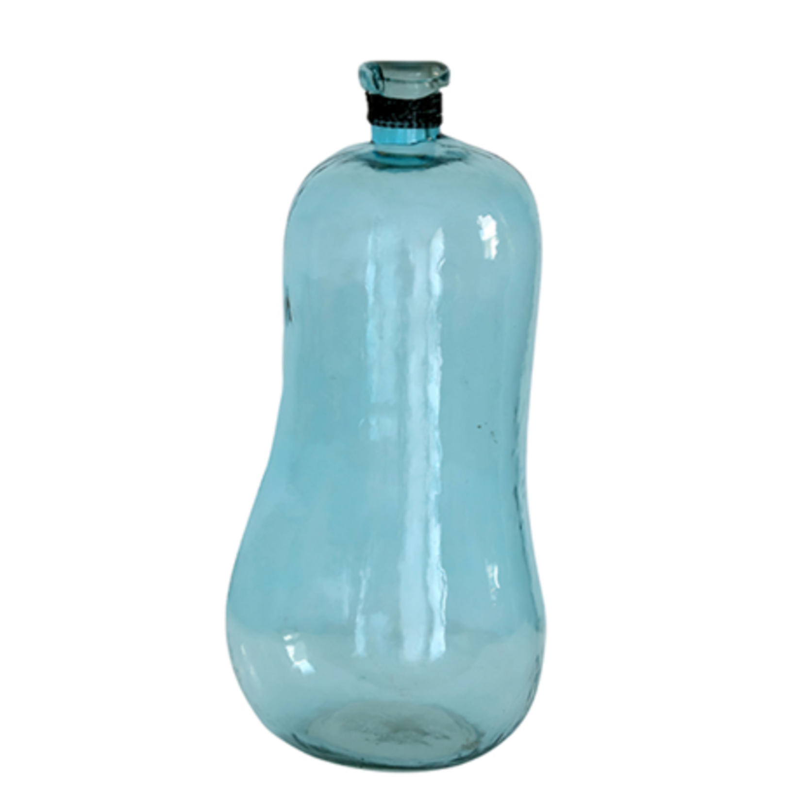 Outside The Box 9" Bayou Aqua Glass & Metal Ring Vase