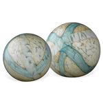 Outside The Box 7" & 9"Set of 2 Cosmo Pale Blue Hand Blown Glass Spheres