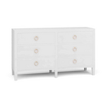 Outside The Box 69x20x40 Morning Mahogany 6 Drawer Linen Wrapped Dresser In White - FTRW