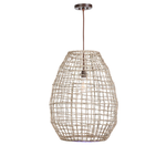 Outside The Box 30" Uttermost Cross Weave Natural Woven Seagrass Pendant