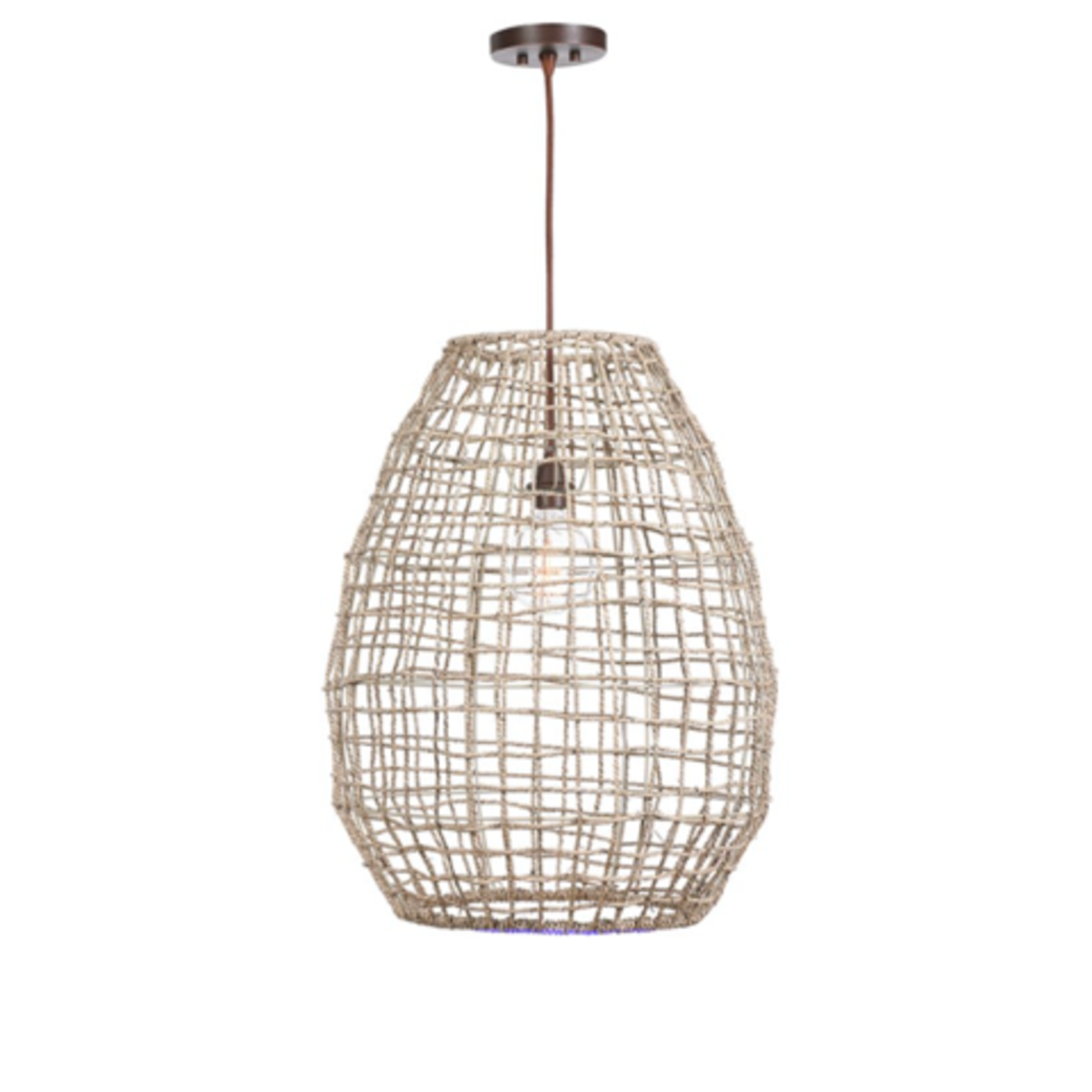Outside The Box 30" Uttermost Cross Weave Natural Woven Seagrass Pendant