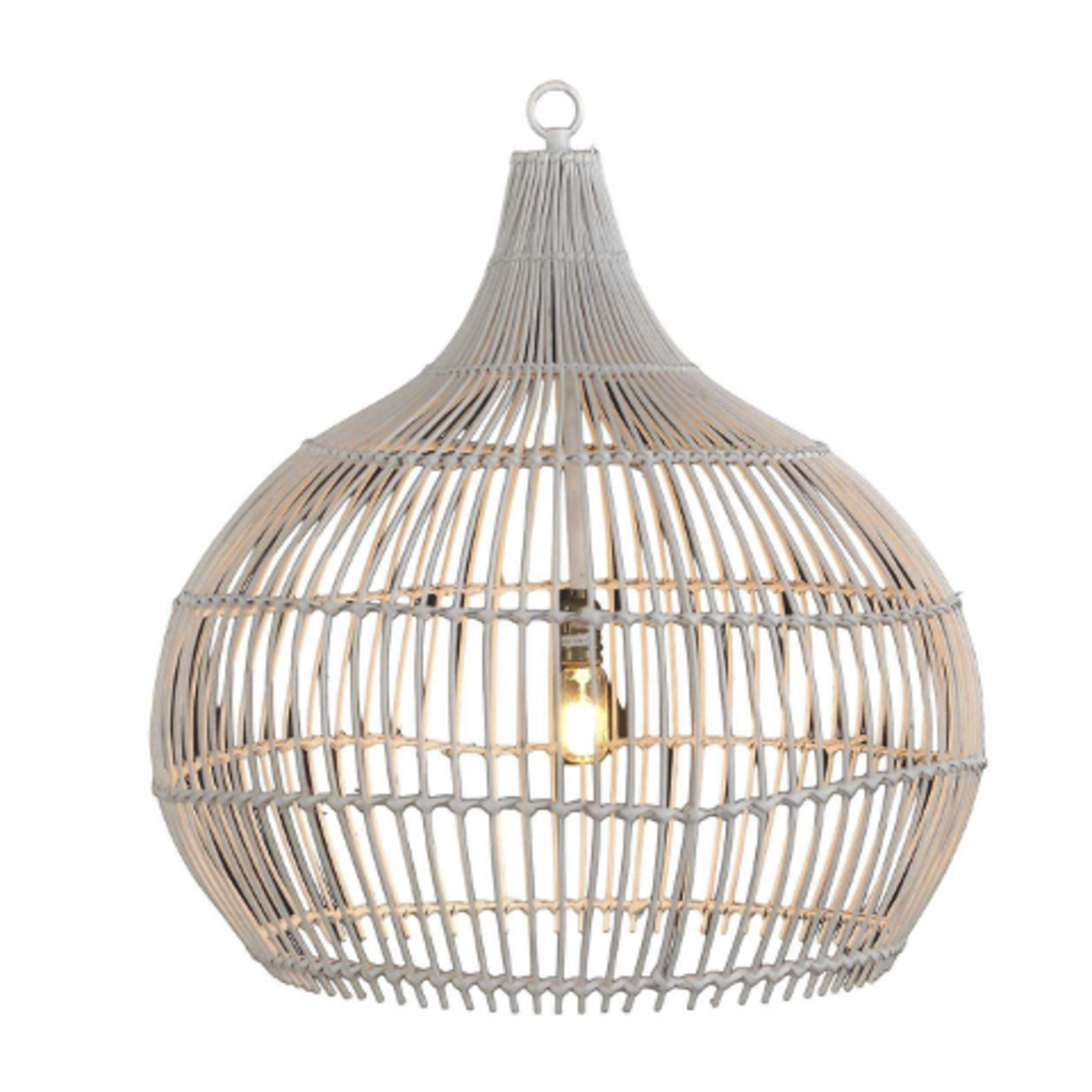 Outside The Box 28" Headland Rattan Pendant In White Harvest