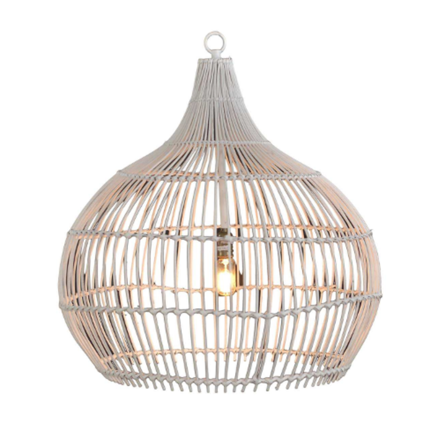 Outside The Box 28" Headland Rattan Pendant In White Harvest