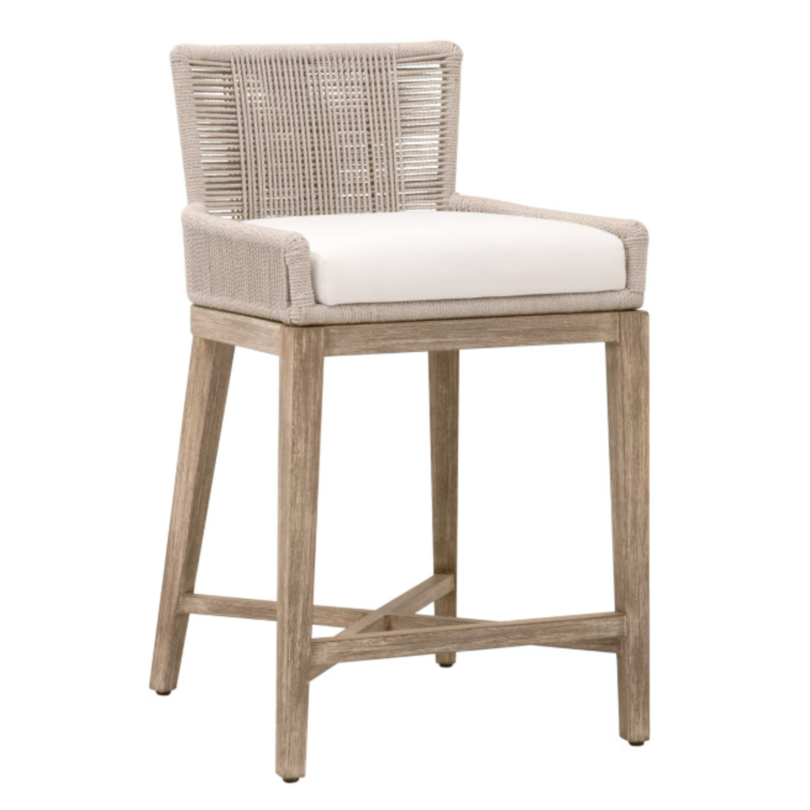 Outside The Box 27" Overlay Oyster Rope Livesmart Payton Pearl & Mahogany Counter Stool