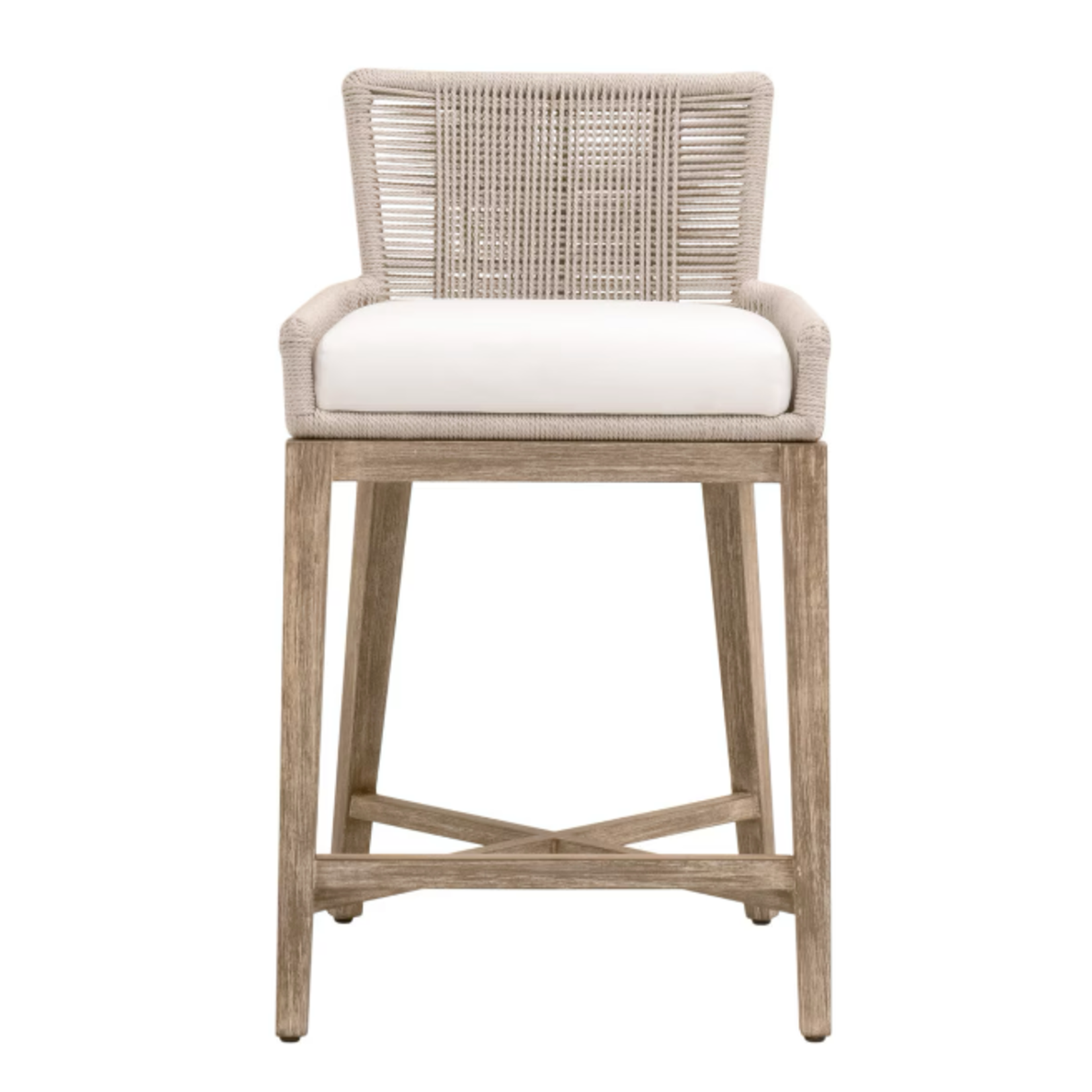 Outside The Box 27" Overlay Oyster Rope Livesmart Payton Pearl & Mahogany Counter Stool