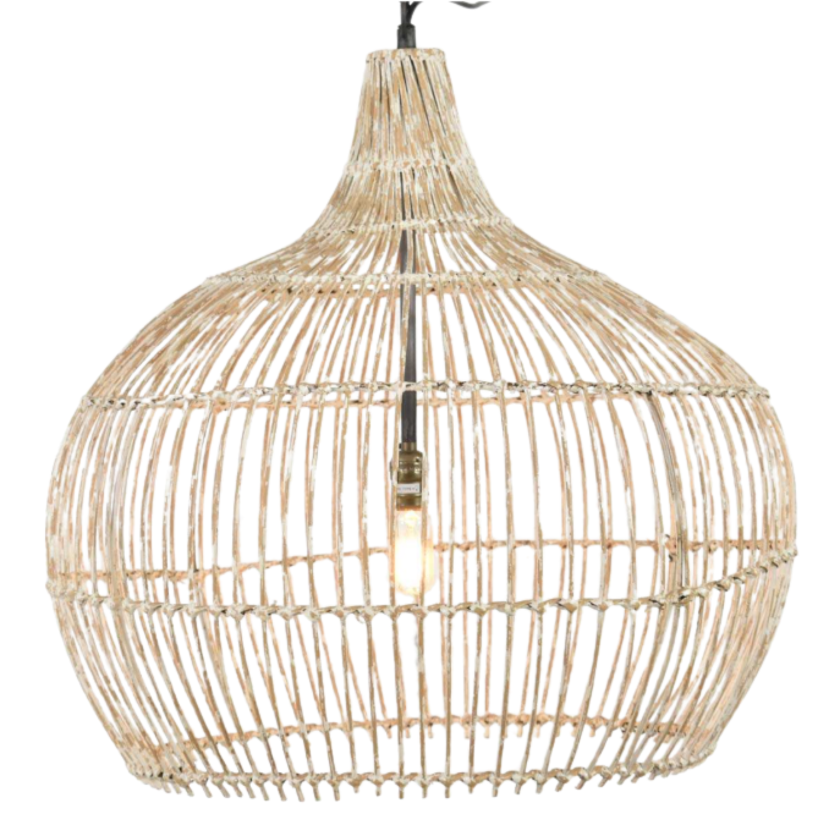 Outside The Box 28" Headland Rattan Pendant In Weather White