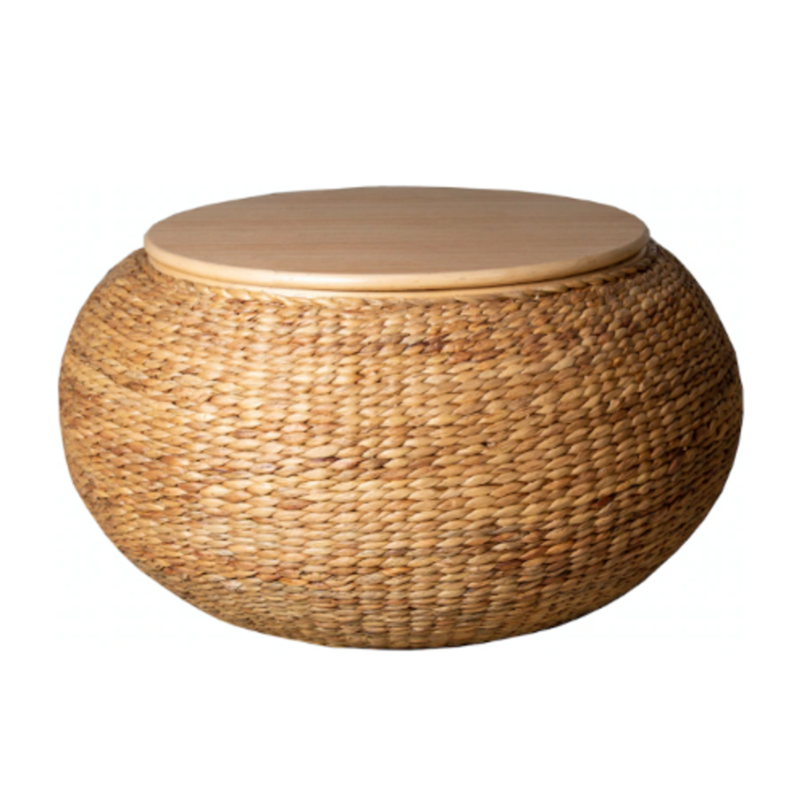 Outside The Box 35x19 Natural Braided Hyacinth Round Cocktail / Coffee Table
