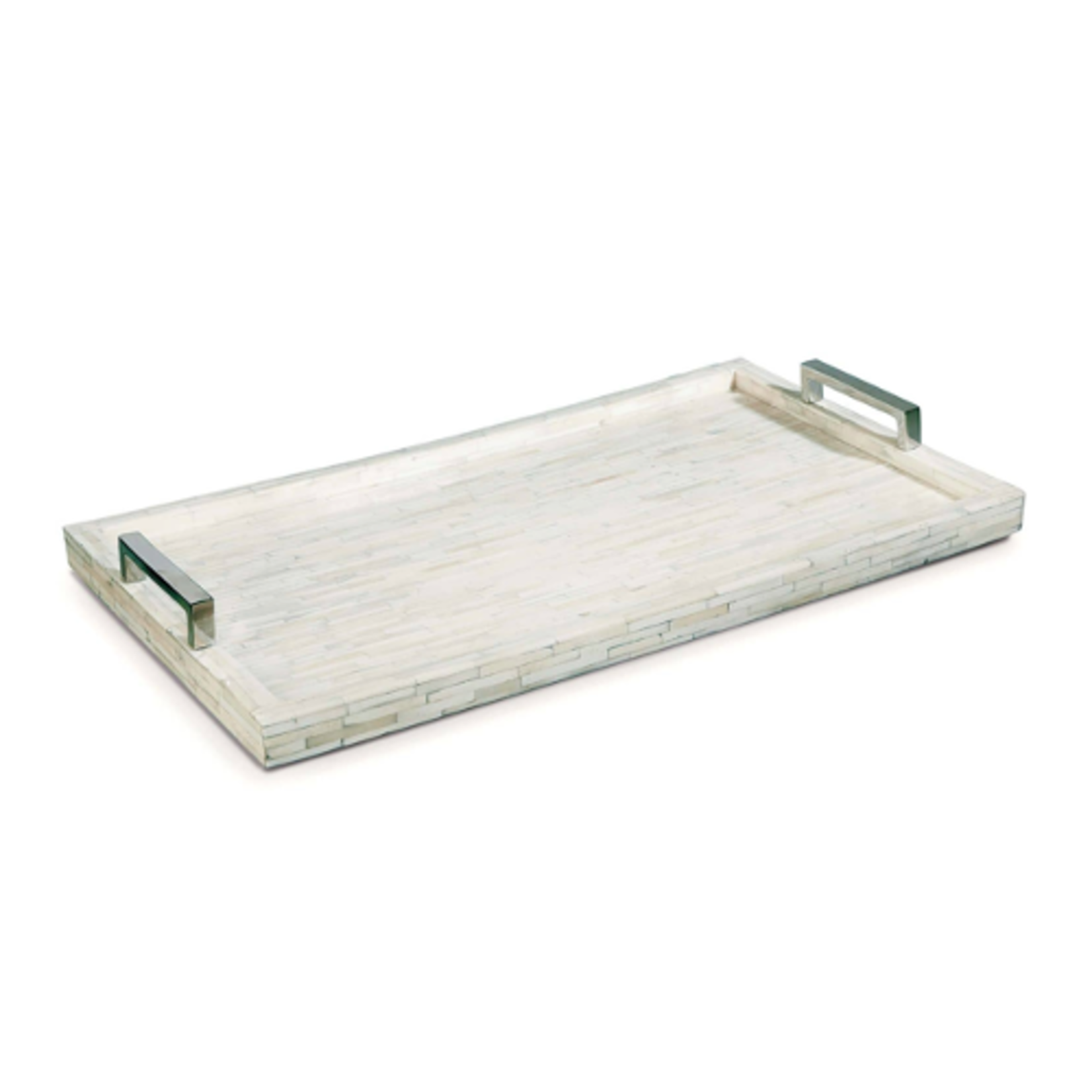 Outside The Box 24x16 Regina Andrew White Bone Inlay & Polished Nickel Tray