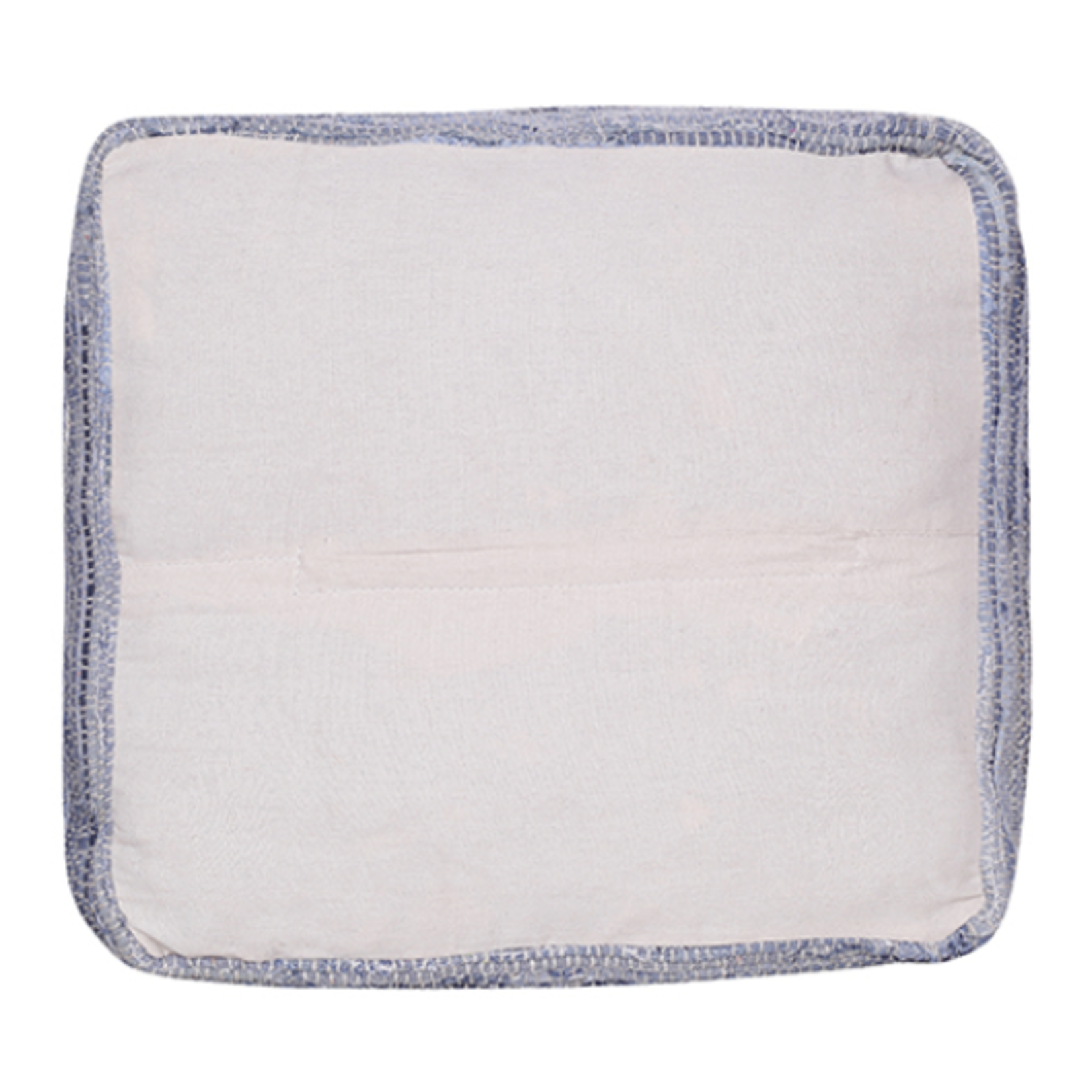 Outside The Box 18x18 Blue & White Striped Hand Made 100% Cotton Square Ottoman / Pouf