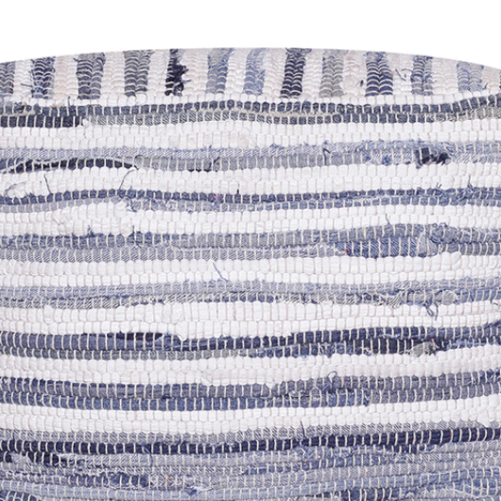 Outside The Box Blue & White Striped Hand Made 100% Cotton Pouf
