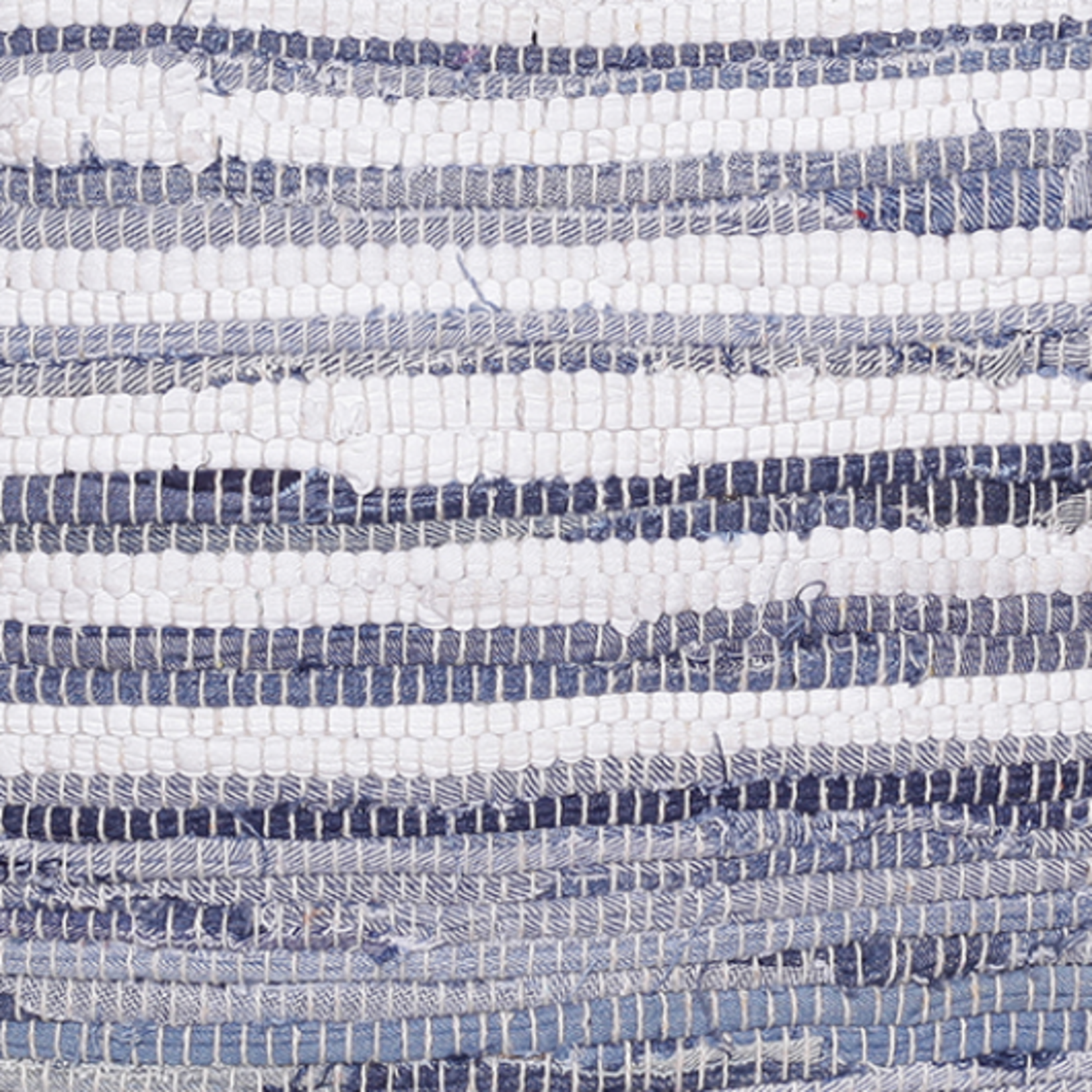 Outside The Box Blue & White Striped Hand Made 100% Cotton Pouf