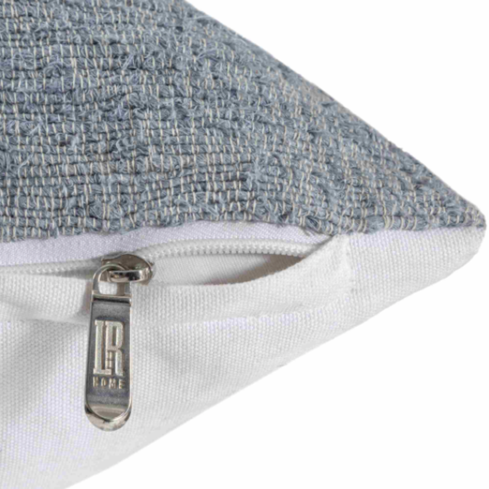 Outside The Box 24x24 Blue & Ivory Striped  Hand Woven Linen Blend Feather Down  Pillow