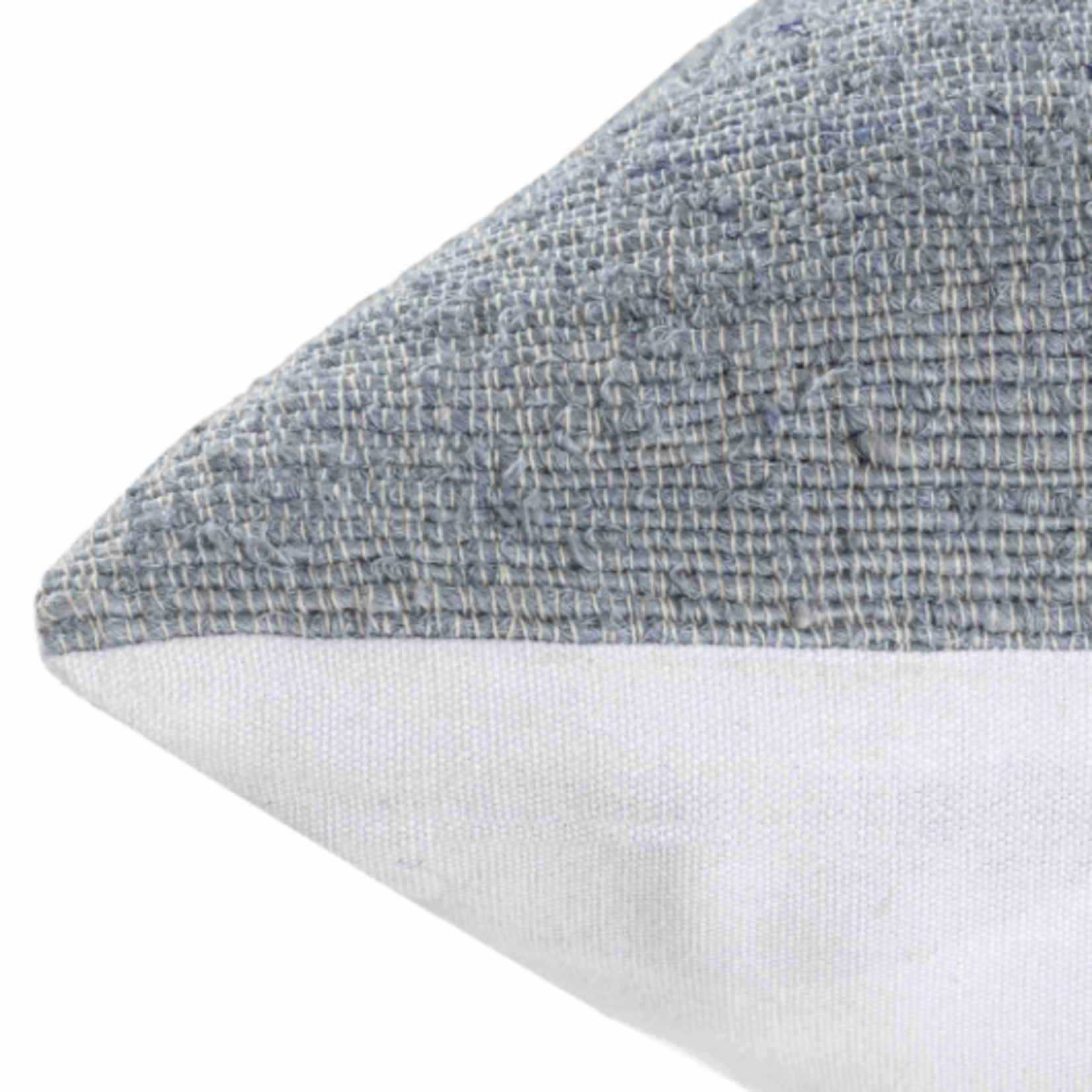 Outside The Box 24x24 Blue & Ivory Striped  Hand Woven Linen Blend Feather Down  Pillow