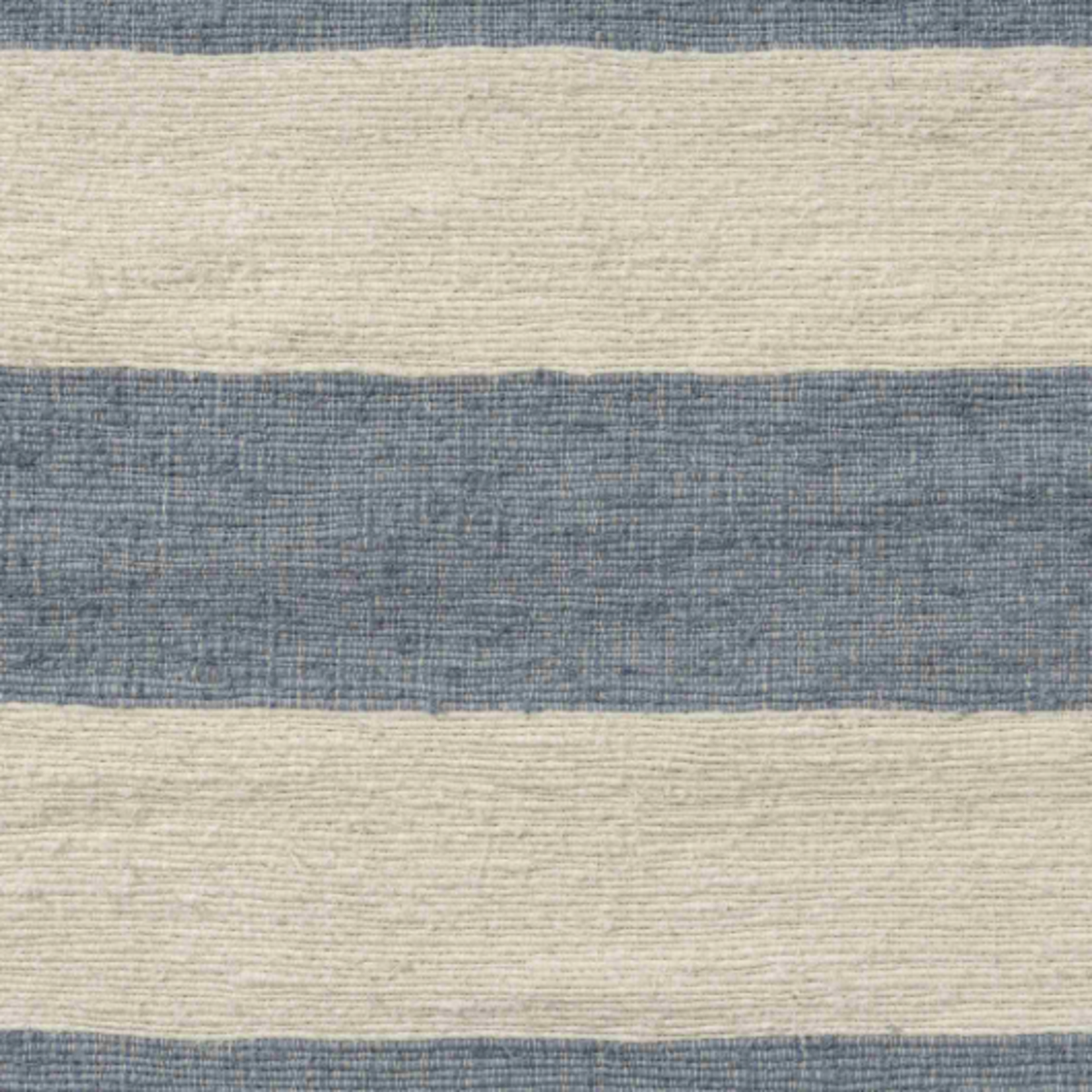 Outside The Box 24x24 Blue & Ivory Striped  Hand Woven Linen Blend Feather Down  Pillow