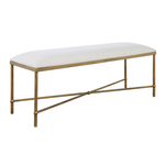 Outside The Box 51x16x20 Avenhem White 100% Polyester Fabric Antique Gold Bench