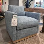 Outside The Box Allie Bone Blue Kid Proof Performance Fabric Upholstered Swivel Chair Washed Oak Base BU104-02 (AA)