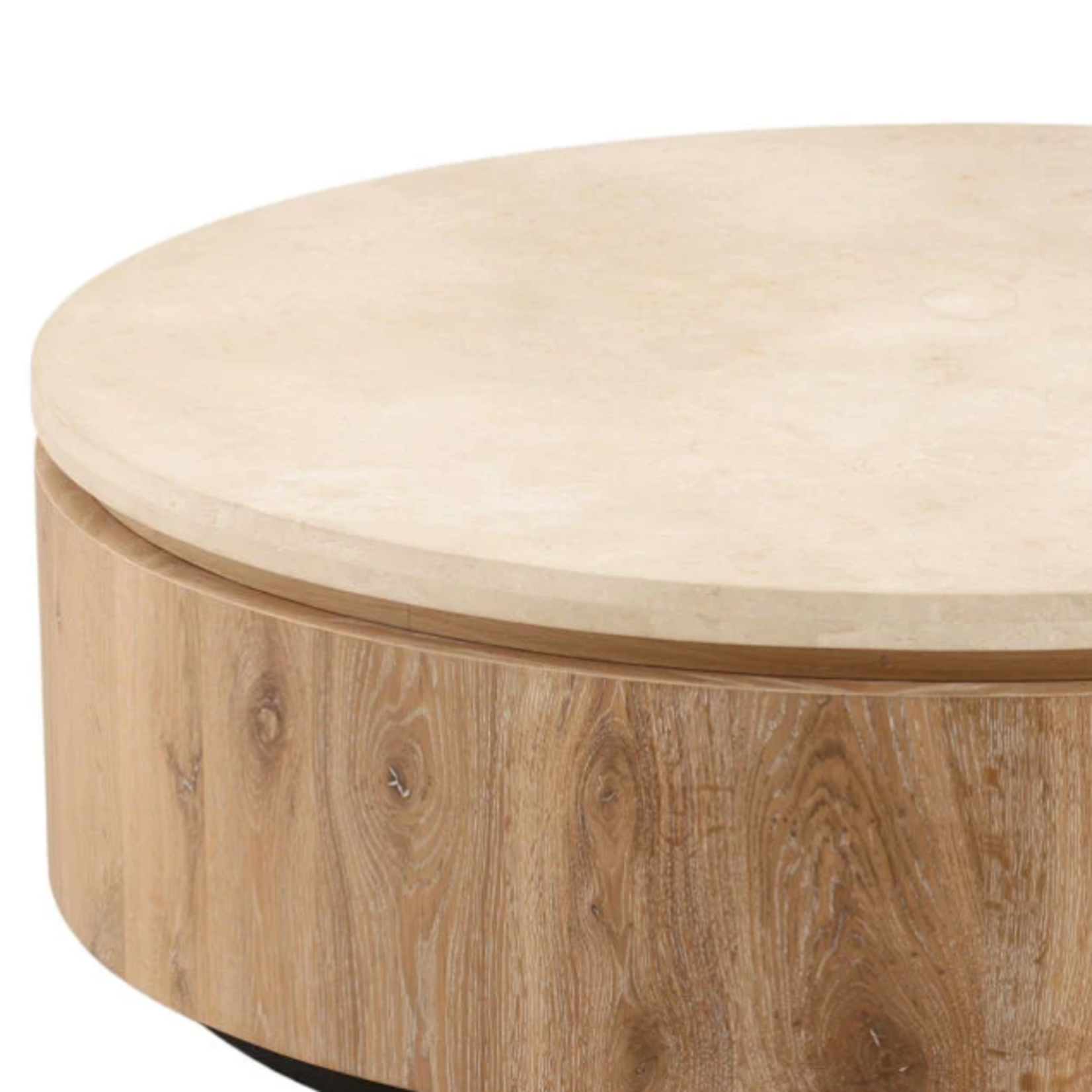 Outside The Box 48x16 Canyon Marble & Oak Wood Round Coffee Table