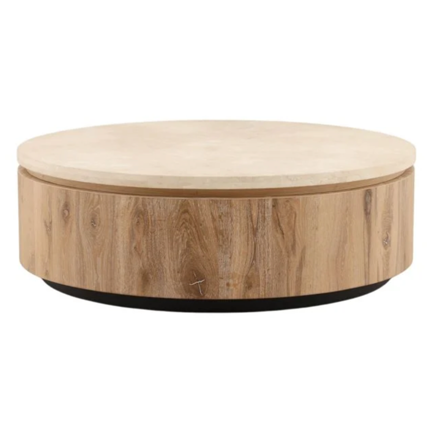 Outside The Box 48x16 Canyon Marble & Oak Wood Round Coffee Table