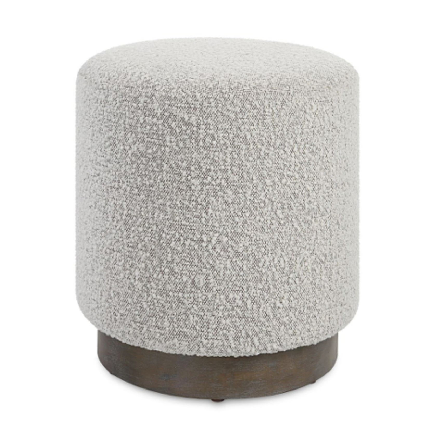 Outside The Box 16x18 Avila Ivory / Gray Boucle Shearling With Oak Base Ottoman