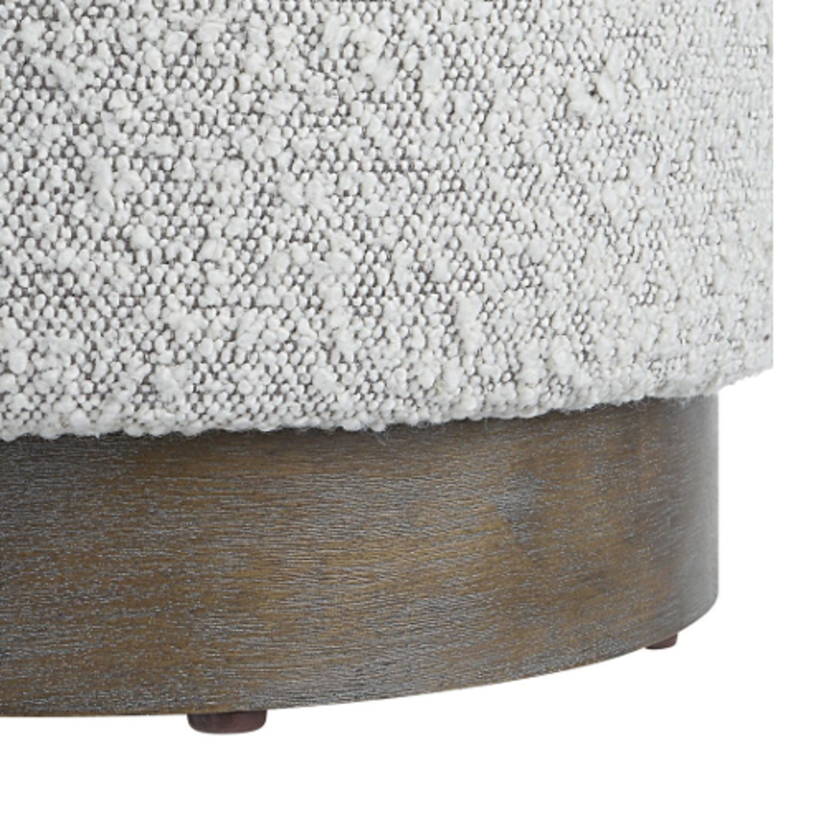 Outside The Box 16x18 Avila Ivory / Gray Boucle Shearling With Oak Base Ottoman
