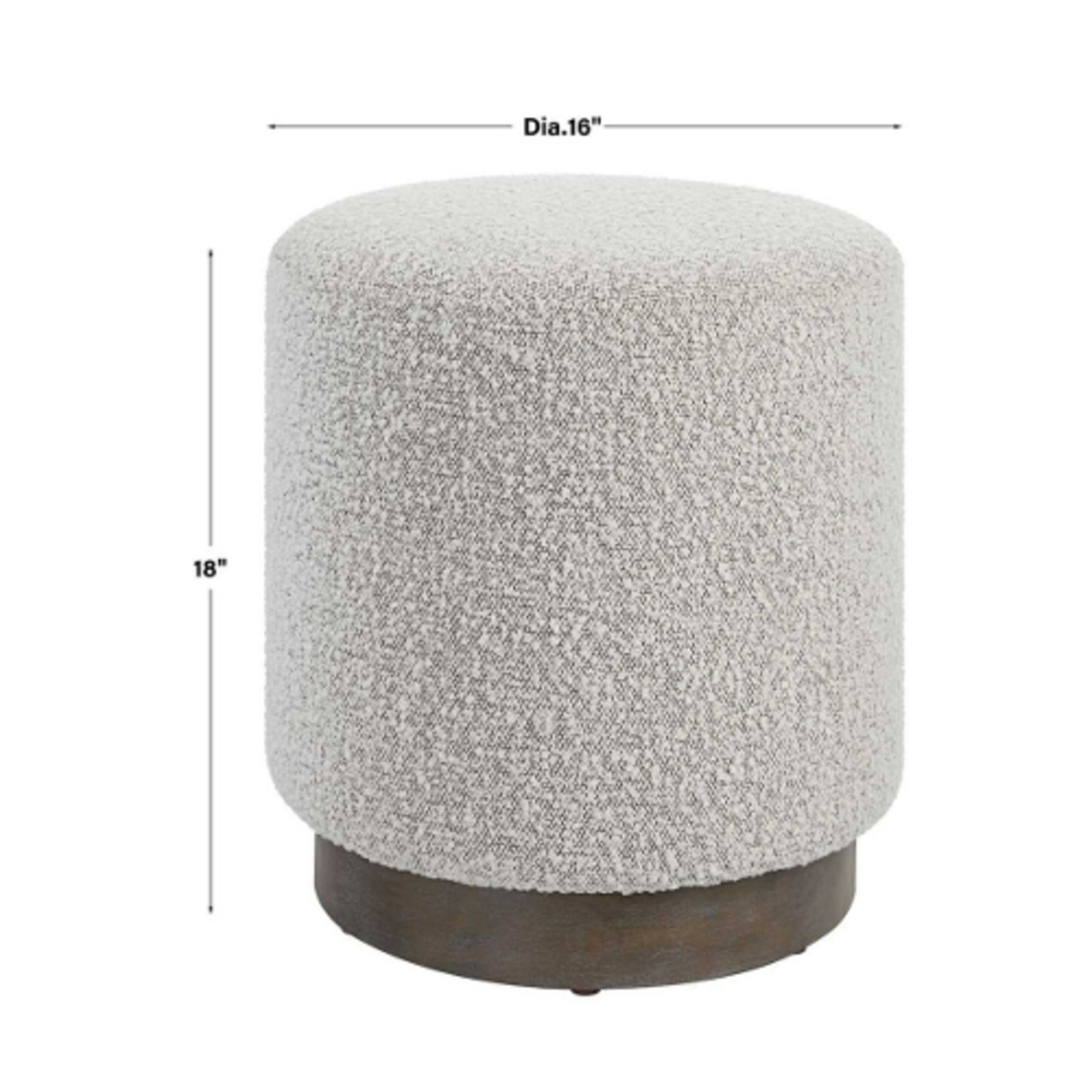 Outside The Box 16x18 Avila Ivory / Gray Boucle Shearling With Oak Base Ottoman