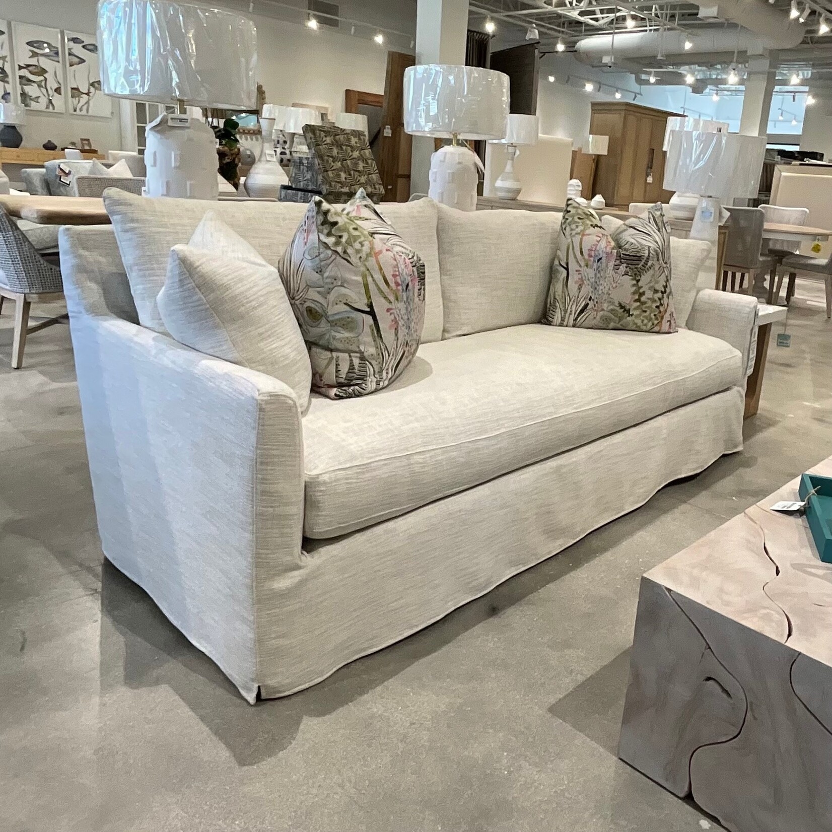 Outside The Box 89" Lilah Bone White Kid & Wear Proof Performance Down Plus Upholstered Sofa BU104-43 (AA)