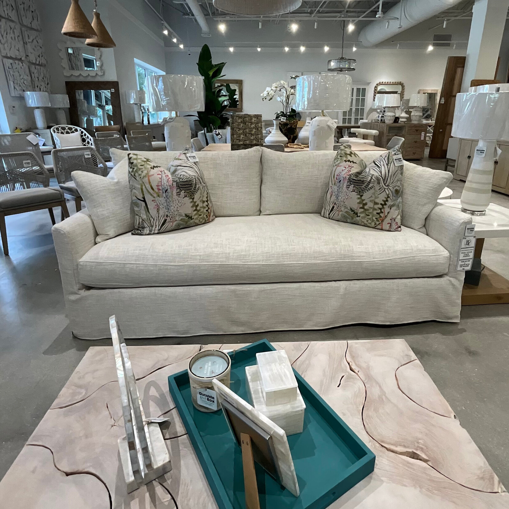 Outside The Box 89" Lilah Bone White Kid & Wear Proof Performance Down Plus Upholstered Sofa BU104-43 (AA)