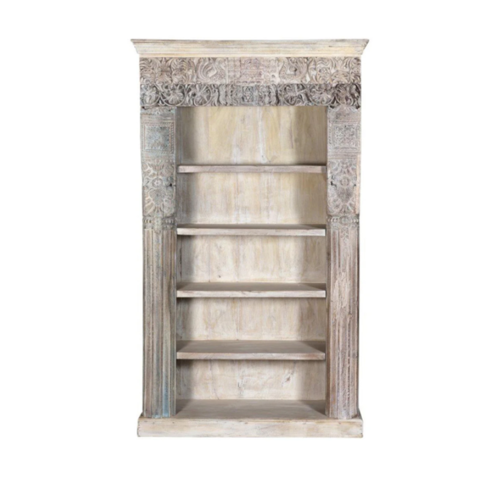 Outside The Box 47x18x82 Gizelle Reclaimed Hand Carved Wood Bookcase