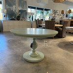 Outside The Box 48" Goucho Mahogany Round Trestle Dining Table In Duck Egg Blue DEB
