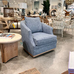 Outside The Box Emmerson Bone Blue Kid Proof Performance Upholstered Swivel Chair BU104-02 (AA)