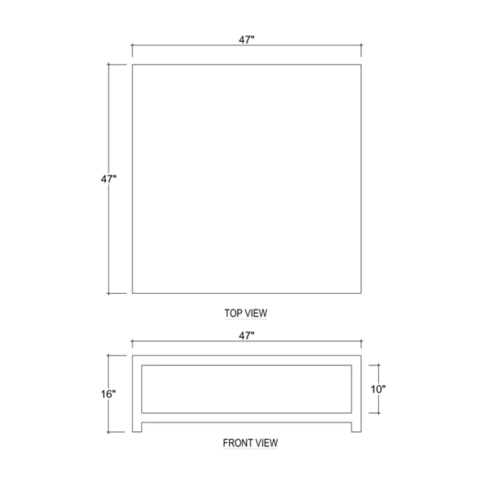 Outside The Box 47x47x16 Milan Mahogany Linen Wrapped Square Coffee Table In Dove White - FDOW