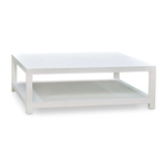 Outside The Box 47x47x16 Milan Mahogany Linen Wrapped Square Coffee Table In Dove White - FDOW