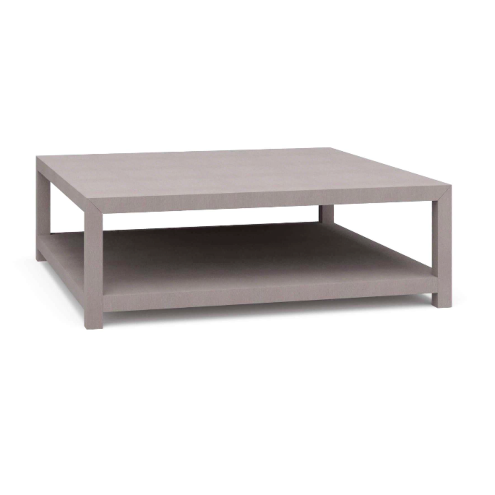 Outside The Box 47x47x16 Milan Mahogany Linen Wrapped Square Coffee Table In Ice Gray - FICG