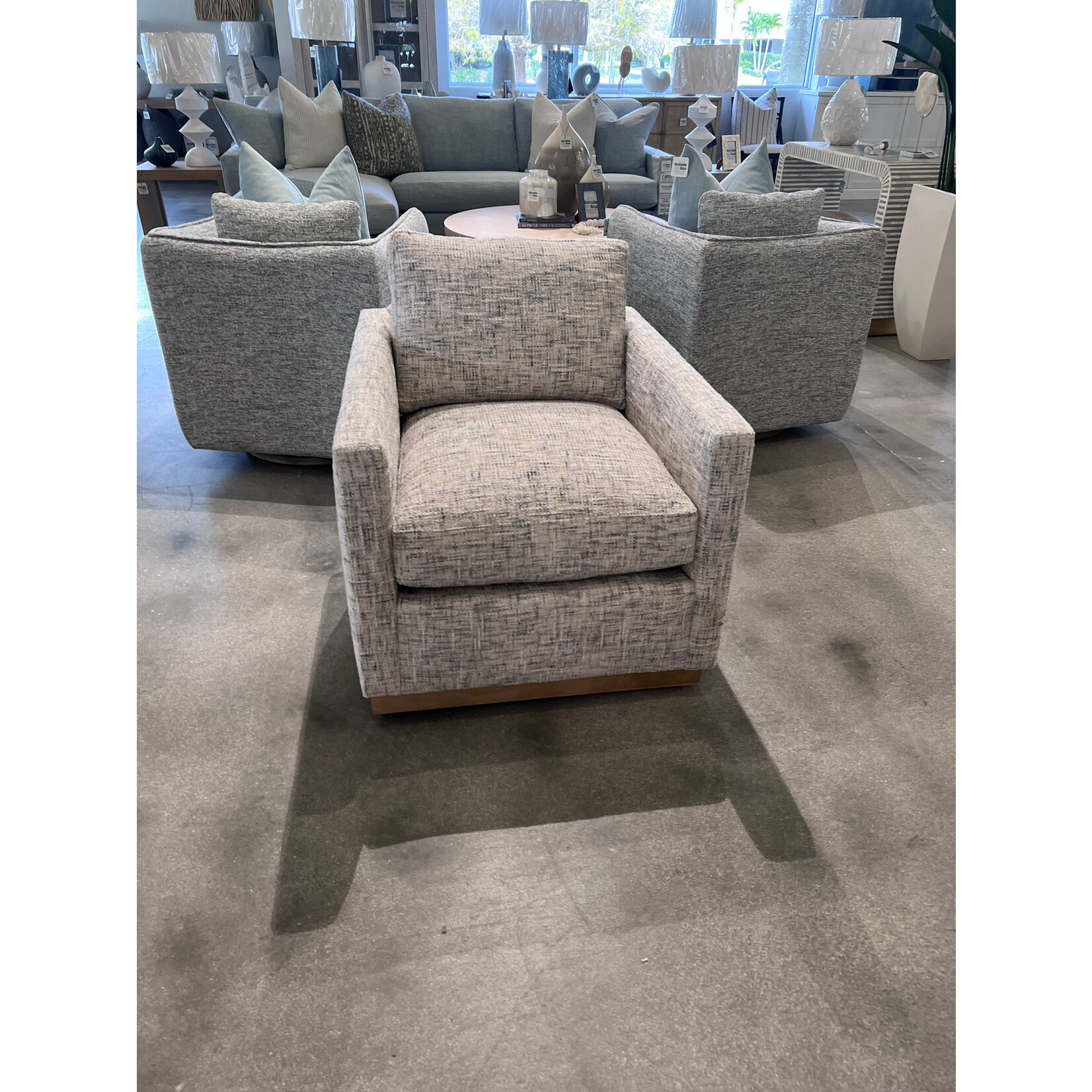 Outside The Box Allie Federal Blue Upholstered Swivel Chair 12198-52 (W)
