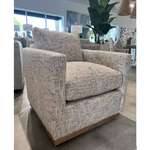 Outside The Box Allie Federal Blue Poly Performance Fabric Upholstered Swivel Chair Washed Oak Base 12198-52 (W)