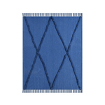 Outside The Box 50x60 Diamond Blue Hand Woven 100% Cotton Throw - 80196