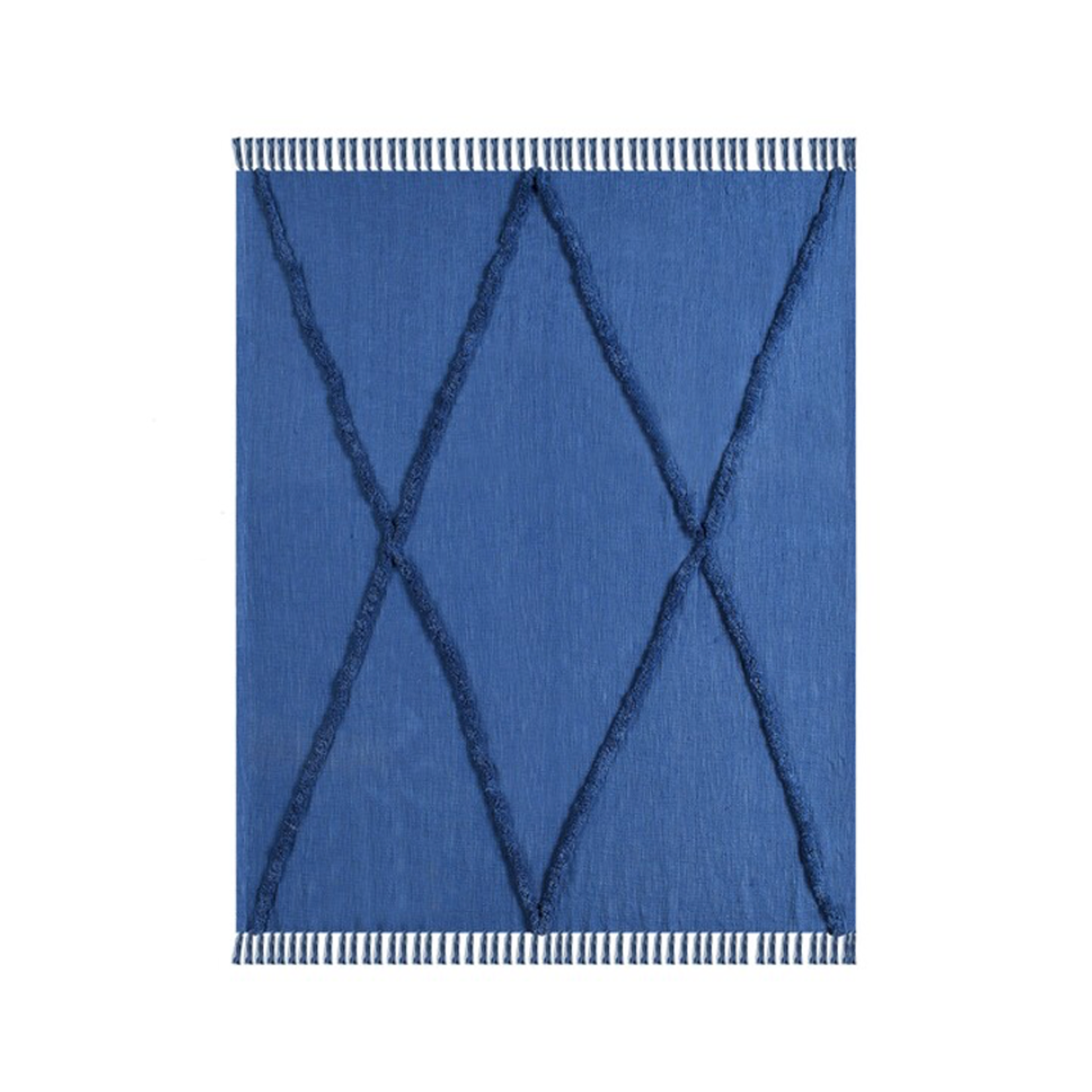 Outside The Box 50x60 Diamond Blue Hand Woven 100% Cotton Throw - 80196