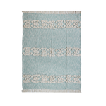 Outside The Box 50x60 Aqua & Beige Hand Woven 100% Cotton Throw - 80141