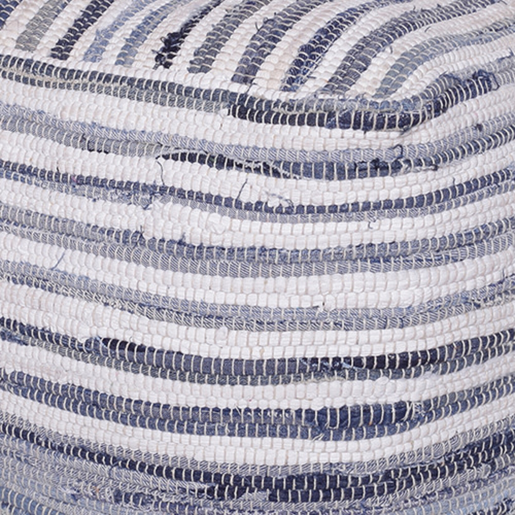 Outside The Box Blue & White Striped Hand Made 100% Cotton Pouf
