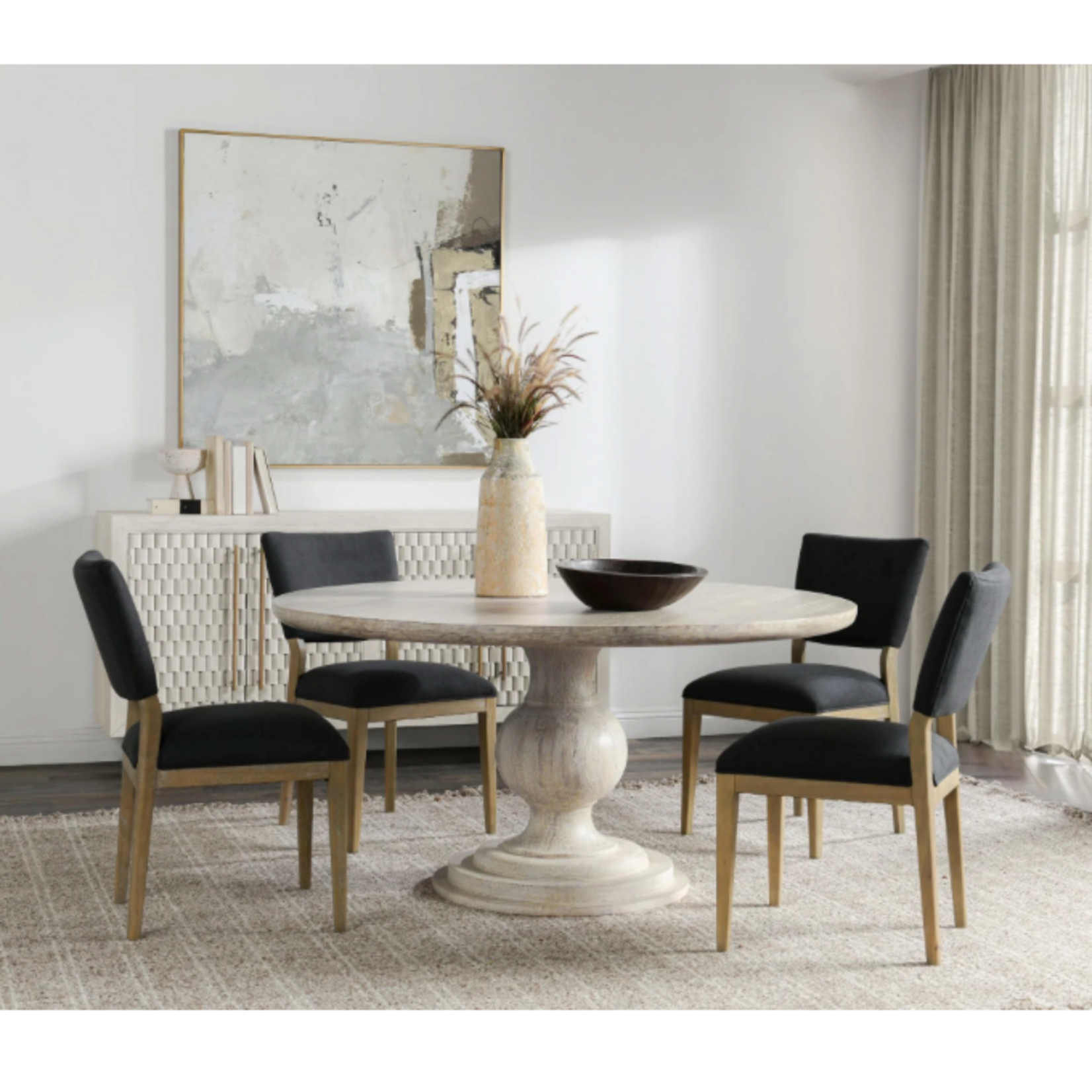 Outside The Box 60" Hera Solid Mango Wood Round Dining Table In White Wash
