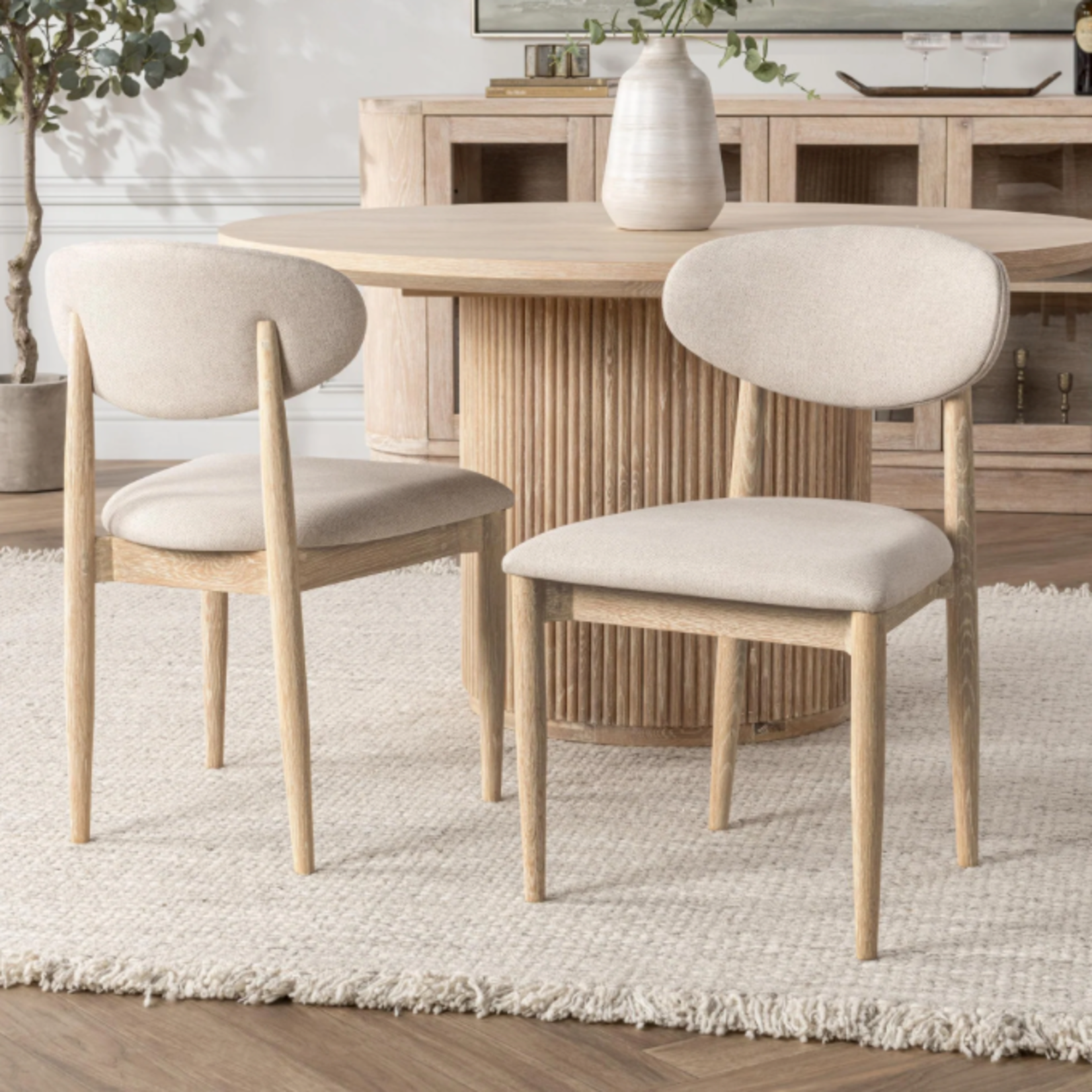 Outside The Box Arbor Solid Oak White Washed Wood Dining Chair