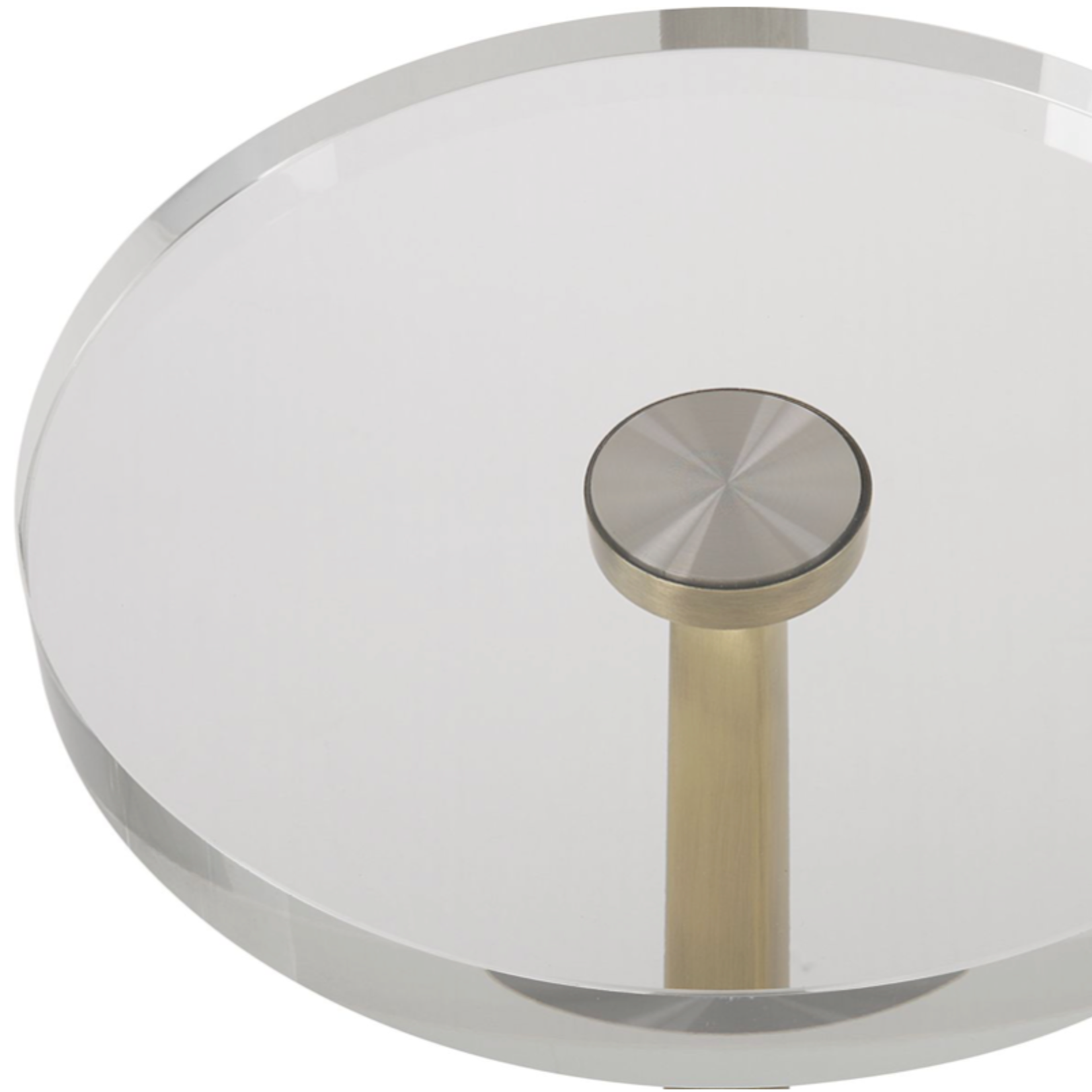Outside The Box 24x10 Groove Crystal Top & Base With Iron Brushed Gold Stem Drink Side Table