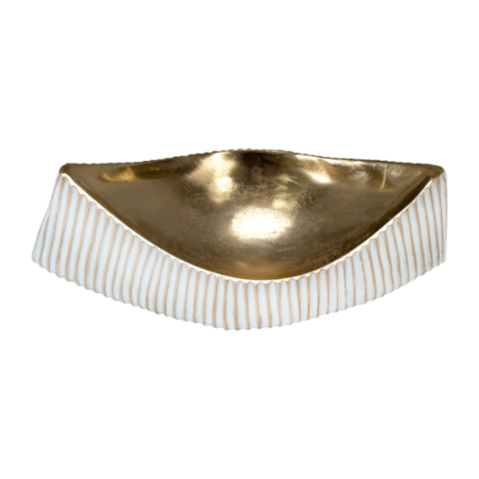 Outside The Box 18" Wyatt White & Gold Curved Aluminum Bowl