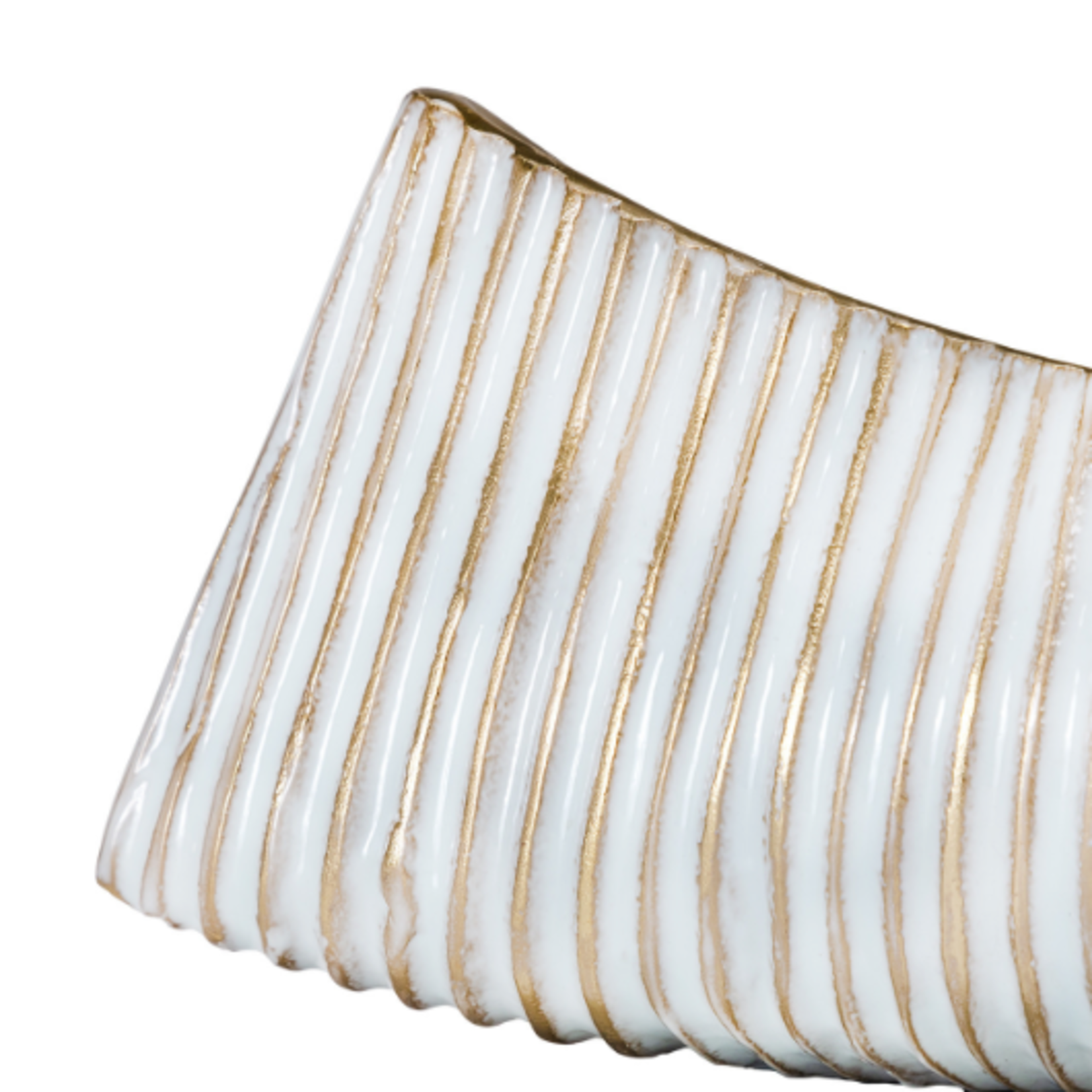 Outside The Box 18" Wyatt White & Gold Curved Aluminum Bowl