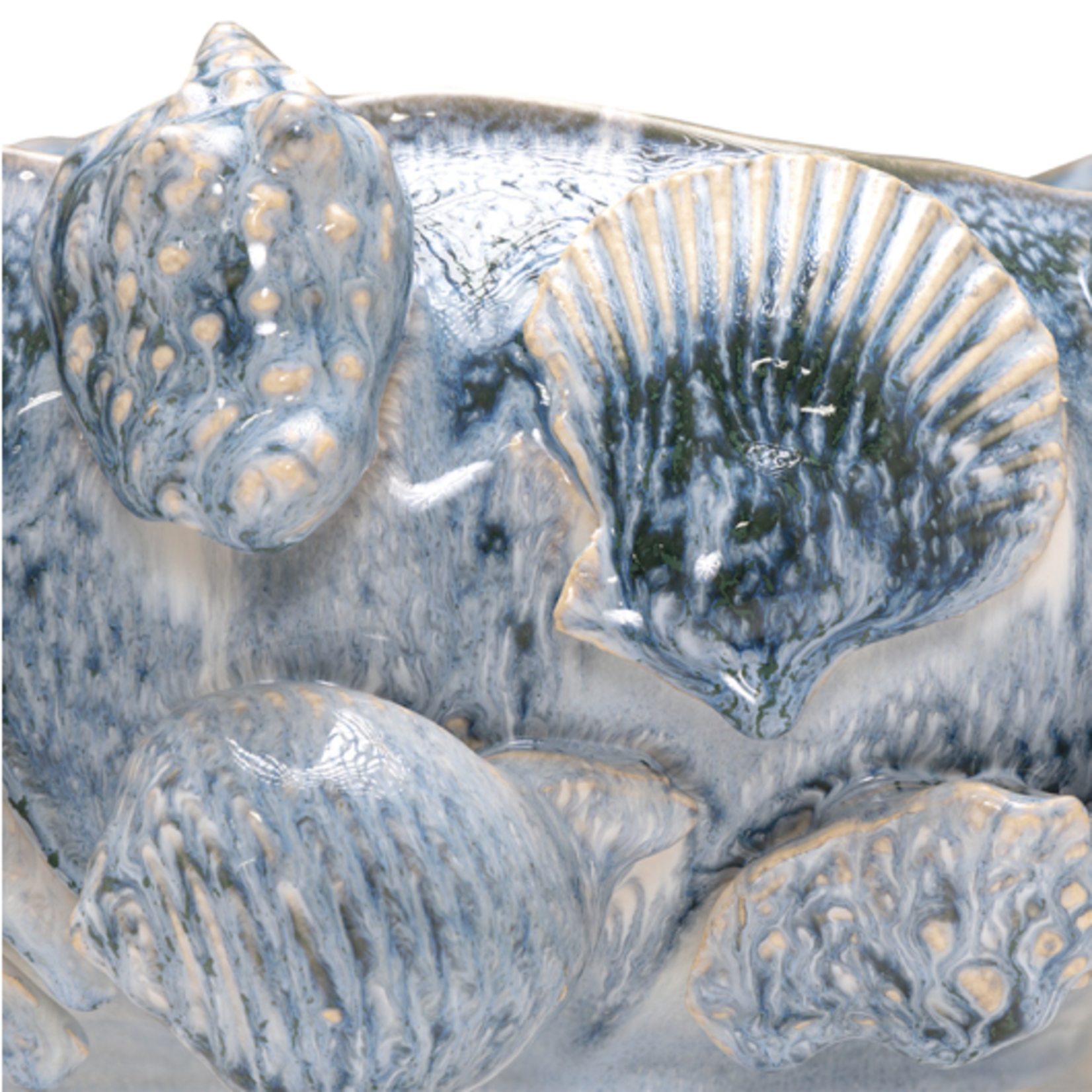 Outside The Box 14" Varlan Sculptured Blue Shell Round Bowl