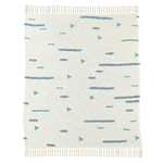 Outside The Box 50x60 Aqua Haze & White Hand Woven 100% Cotton Blend Throw - 80274